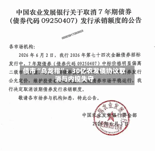 债市“乌龙指”：30亿农发债协议取消与内控失守-第3张图片