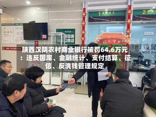 陕西汉阴农村商业银行被罚64.6万元：违反国库	、金融统计、支付结算、征信	、反洗钱管理规定-第2张图片