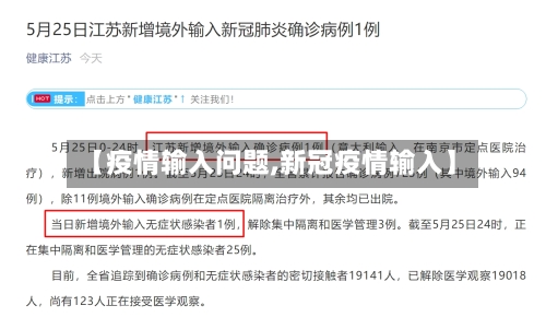 【疫情输入问题,新冠疫情输入】