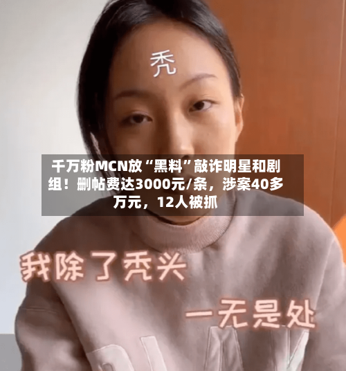 千万粉MCN放“黑料”敲诈明星和剧组！删帖费达3000元/条，涉案40多万元	，12人被抓-第2张图片